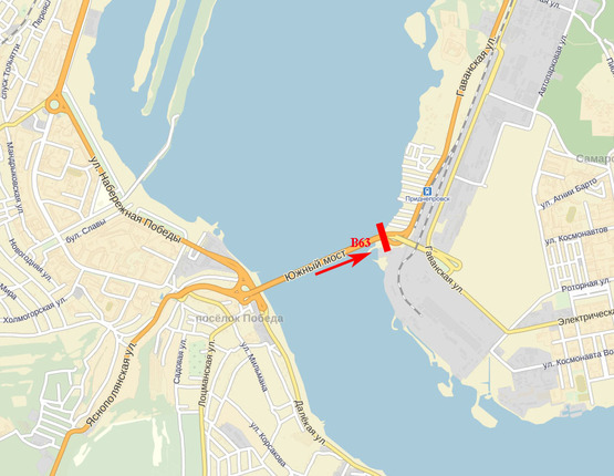 Схема рекламной плоскости по адресу Південний міст, вул. Гаванська (разподільча смуга), в сторону лівого берега м. Дніпро