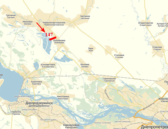 Схема рекламної площини за адресою Петриківка - Лобойківка (поворот до Кам'янскього), в сторону м. Дніпро