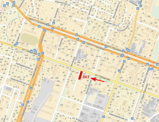 Схема рекламной плоскости по адресу вул. В. Антоновича, 65, віділення швидкої допомоги