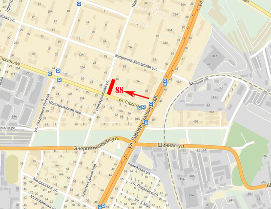 Схема рекламної площини за адресою вул. Будівельників, до вул. О. Макарова