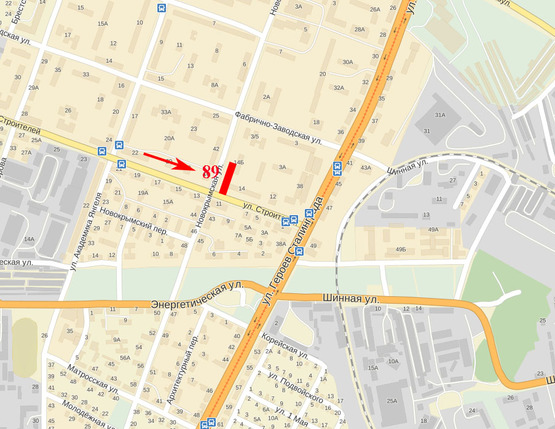 Схема рекламної площини за адресою вул. Будівельників, до пр-т Б. Хмельницького