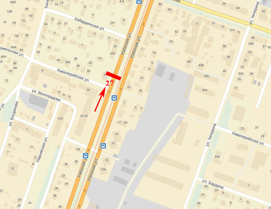 Схема рекламної площини за адресою вул. Робоча - вул. Кавалерійська