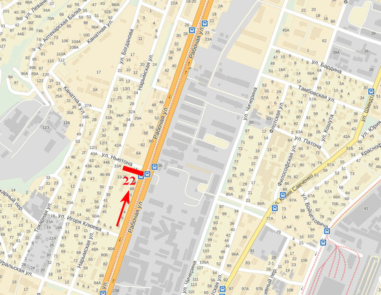 Схема рекламної площини за адресою вул. Робоча, б. 62 - вул. Ньютона