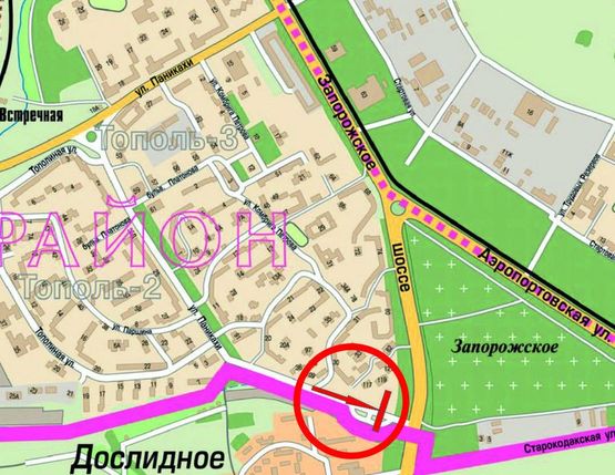 Схема рекламной плоскости по адресу ул. Паникахи - ул. Зап. Шоссе, из центра Схема рекламной плоскости по адресу ул. Паникахи - ул. Зап. Шоссе, из центра