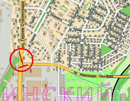 Схема рекламной плоскости по адресу ул. Г. Сталинграда – пр. А. Гальченко, из центра Схема рекламной плоскости по адресу ул. Г. Сталинграда – пр. А. Гальченко, из центра