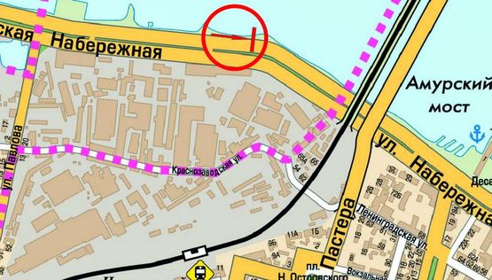 Схема рекламной плоскости по адресу ул.Набережная Заводская - яхтклуб "Прибой", в центр Схема рекламной плоскости по адресу ул.Набережная Заводская - яхтклуб "Прибой", в центр