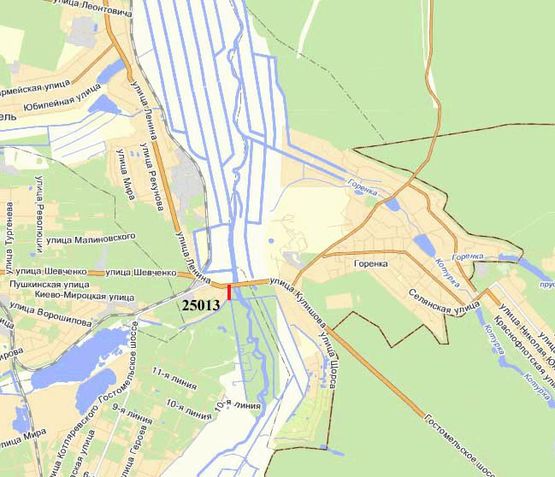 Схема рекламної площини за адресою Київ - Ковель, 10км+600м  (зліва) (в Київ)