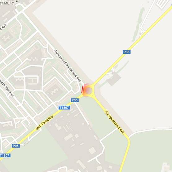 Схема рекламної площини за адресою м. Рівне, вул. Гагаріна, перехрестя з вул. Льонокомбінатівською