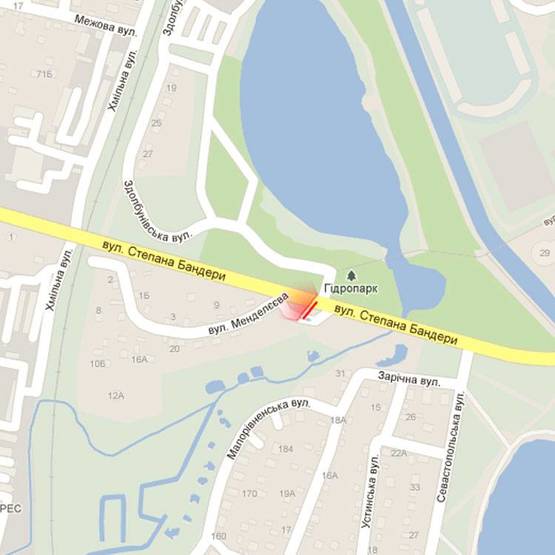 Схема рекламної площини за адресою м. Рівне, вул. С. Бандери, в районі перехрестя з вул. Менделєєва Схема рекламної площини за адресою м. Рівне, вул. С. Бандери, в районі перехрестя з вул. Менделєєва