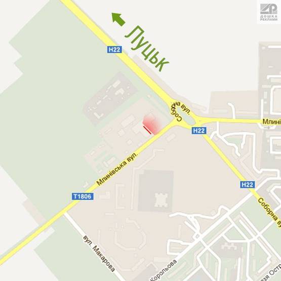 Схема рекламної площини за адресою м. Рівне, вул. Млинівська, 30