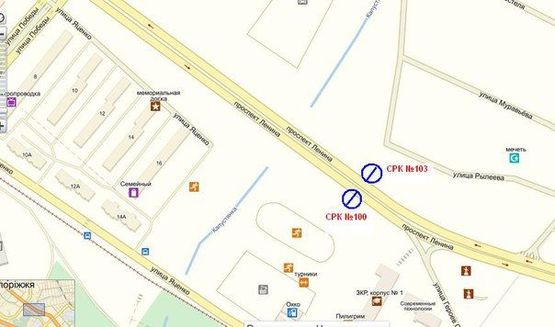 Схема рекламної площини за адресою пр.Ленина - дамба №2, напрямок руху до вокзалу, ст.Б