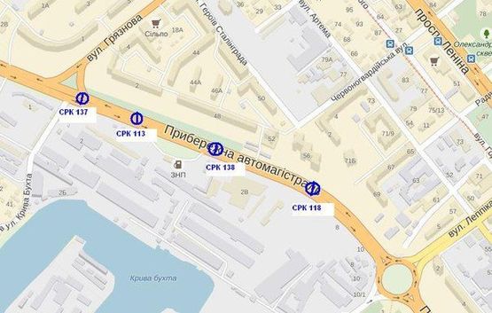 Схема рекламної площини за адресою Набережна магістраль - вул.1-ша Московська, напрямок руху до вокзалу