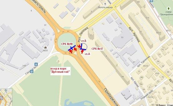 Схема рекламной плоскости по адресу Набережна магістраль — вул.Дніпровська, ст.Б Схема рекламной плоскости по адресу Набережна магістраль — вул.Дніпровська, ст.Б