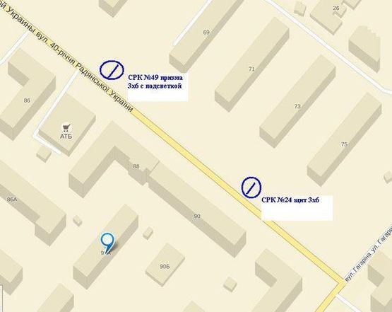 Схема рекламной плоскости по адресу вул.Незалежної України -район Обл.УВД, ст.Б