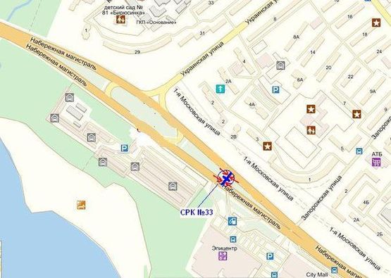 Схема рекламної площини за адресою Набережна магістраль – вул.Українська, рух до вокзалу, ліва площина