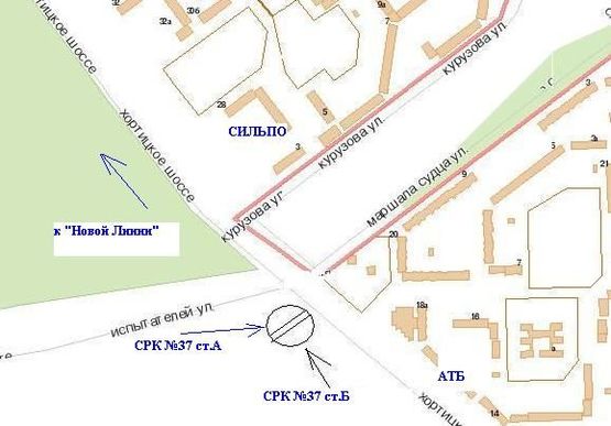 Схема рекламной плоскости по адресу Хортицьке шосе – район ринка, нижня площина, ст.Б