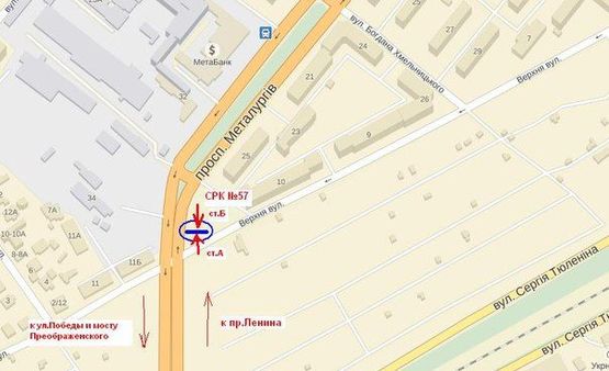 Схема рекламної площини за адресою пр.Металургів 21, ст.Б