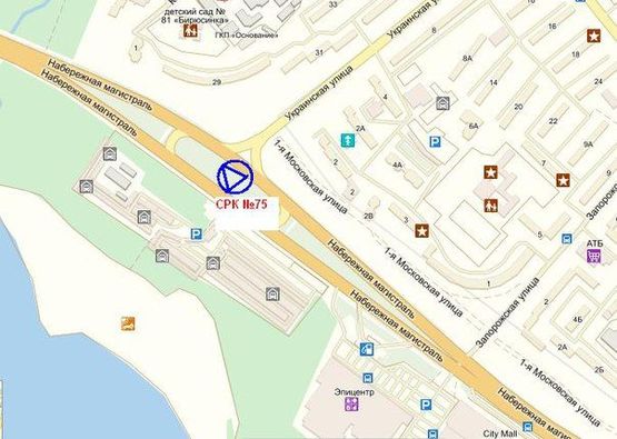 Схема рекламной плоскости по адресу Набережна магістраль - вул.Українська (коло), напрямок руху до порту