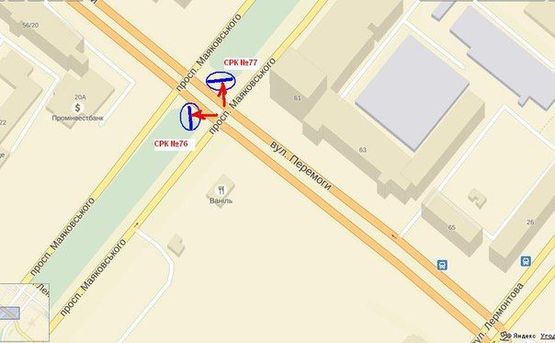 Схема рекламной плоскости по адресу вул.Перемоги - вул.Маяковського, нижня площина