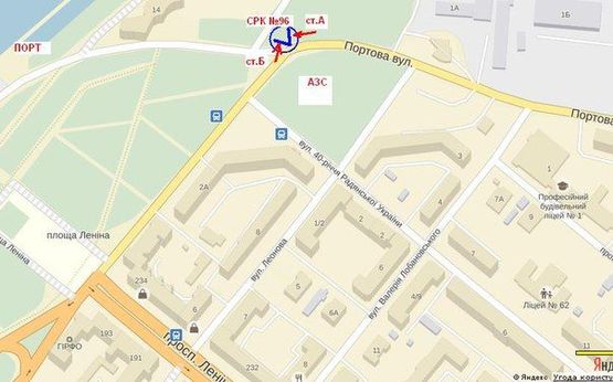 Схема рекламной плоскости по адресу вул.Рекордна, 1а - район порта, АЗС Альянс, ст.А