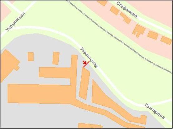 Схема рекламной плоскости по адресу вул.Українська  -  вул.Стефанова, ст.А (до аэропорту) ГАРАЖИ
