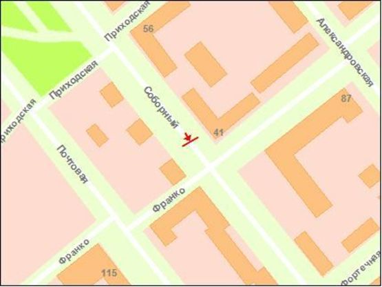 Схема рекламной плоскости по адресу вул. Приходська — вул. І.Франка (СИТИ-СКРОЛЛ)