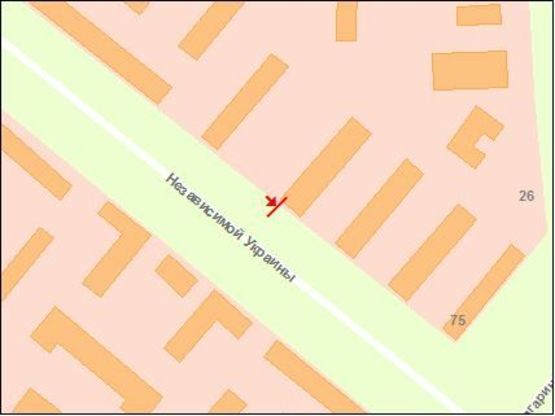 Схема рекламной плоскости по адресу вул.Незалежної України -район Обл.УВД, ст.Б