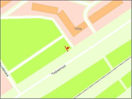 Схема рекламной плоскости по адресу вул.Чарівна, 155Б (Сильпо) маг. "Лідер", АЗС ВОГ, ст.А