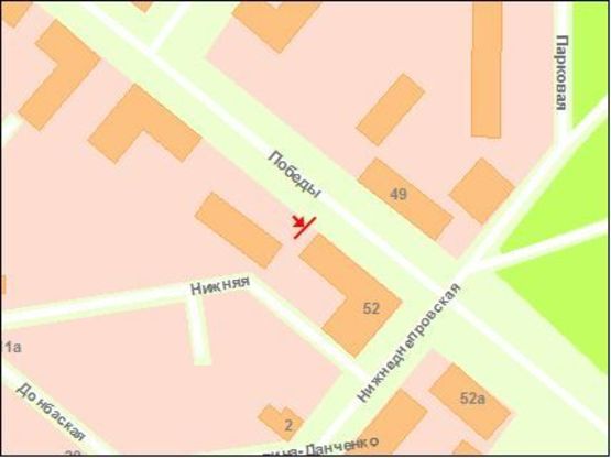 Схема рекламної площини за адресою вул.Перемоги-вул.Паркова, №1, ст.А