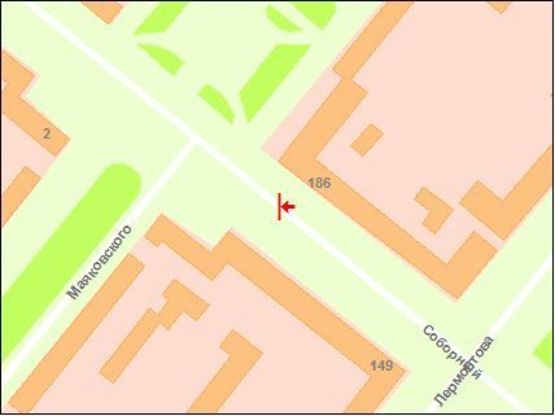 Схема рекламной плоскости по адресу вул. Маяковського — вул. Лермонтова (СИТИ-СКРОЛЛ)