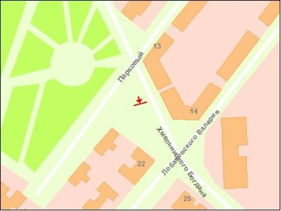 Схема рекламної площини за адресою вул.Б. Хмельницького  - вул.Лобановського, район стадіона, ст.А Схема рекламної площини за адресою вул.Б. Хмельницького  - вул.Лобановського, район стадіона, ст.А