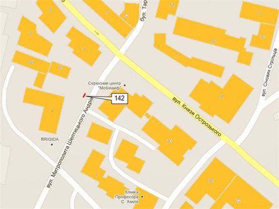 Схема рекламної площини за адресою Шептицького-Острозького Схема рекламної площини за адресою Шептицького-Острозького