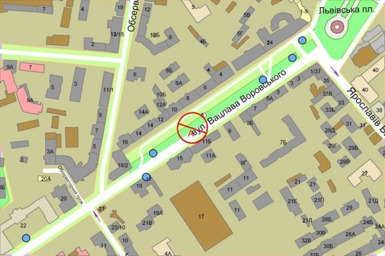 Схема рекламної площини за адресою Воровского ул., 10