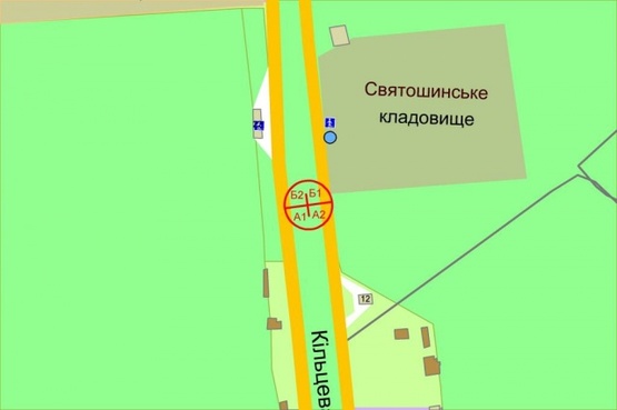Схема рекламної площини за адресою Окружная дорога, разделитель ( напротив АЗС "Shell" ) по ходу от проспекта Победы Схема рекламної площини за адресою Окружная дорога, разделитель ( напротив АЗС "Shell" ) по ходу от проспекта Победы