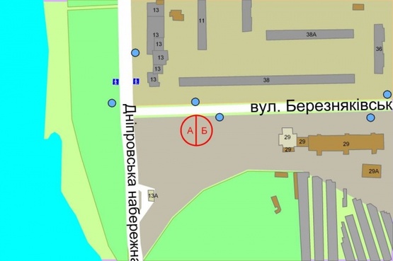 Схема рекламної площини за адресою Березняковская, напр.д.№38 (перед центральным входом в ТЦ"Там-Там")