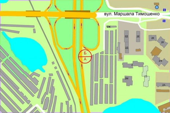 Схема рекламной плоскости по адресу Богатырская ул., за 150м по ходу от Петровки к ул. Луговая