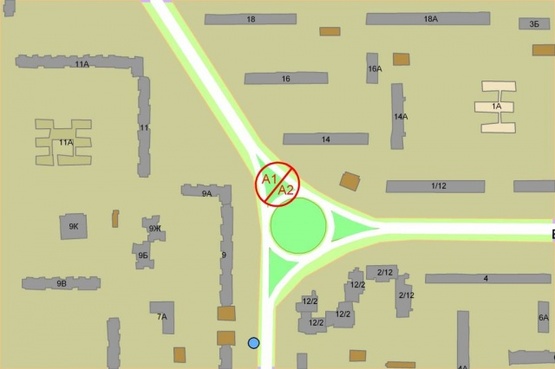 Схема рекламной плоскости по адресу Гавро Лайоша, 9а, разделит.треугольник