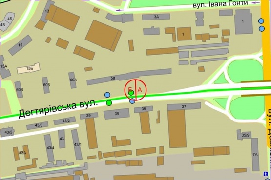 Схема рекламної площини за адресою Дегтяревская,58 Схема рекламної площини за адресою Дегтяревская,58