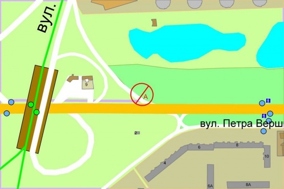 Схема рекламной плоскости по адресу Ватутина проспект / заезд на Бальзака