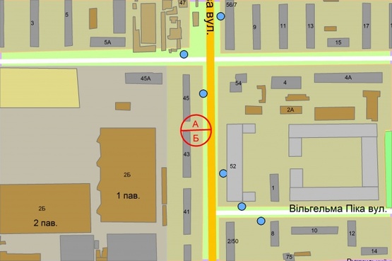 Схема рекламной плоскости по адресу Щербаківського Данила (Щербакова), 45  (рух від проспекту Перемоги, за 100 метрів до вул.Салютна, ліворуч)