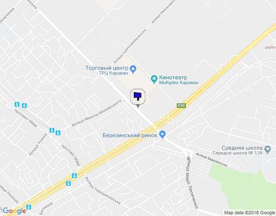 Схема рекламной плоскости по адресу вул. Березинська (ТРК Караван) 200 метрів від перехрестя