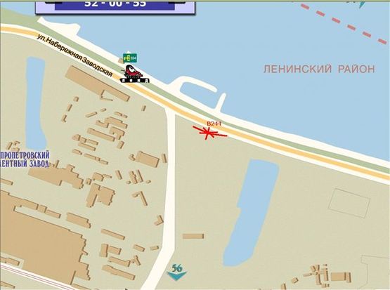 Схема рекламної площини за адресою Набережная Заводская, в центр, вблизи автомойка
