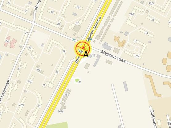 Схема рекламной плоскости по адресу Днепропетровская дорога №25 Марсельская А правая Схема рекламной плоскости по адресу Днепропетровская дорога №25 Марсельская А правая