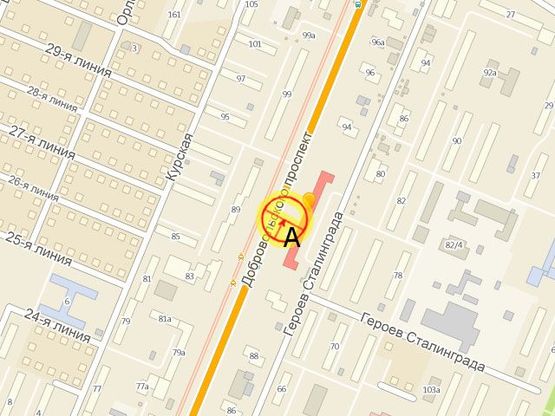 Схема рекламної площини за адресою Добровольского пр-т №92 А