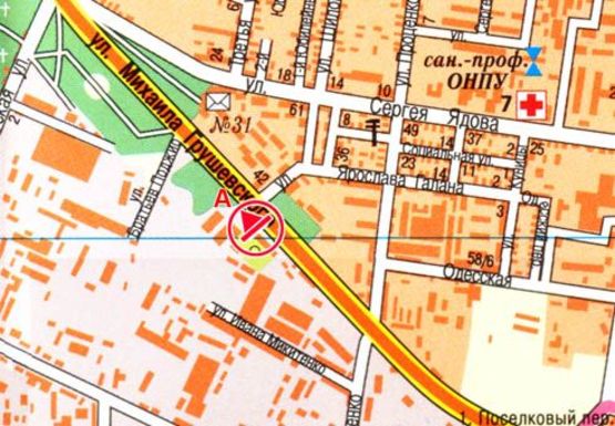 Схема рекламной плоскости по адресу Грушевского Мих. №45 А