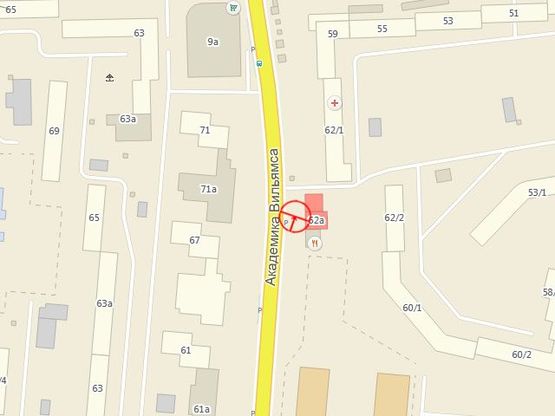 Схема рекламной плоскости по адресу Вильямса Ак. №62а А Схема рекламной плоскости по адресу Вильямса Ак. №62а А