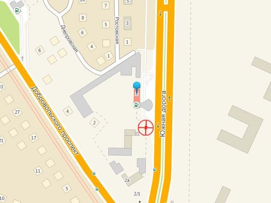 Схема рекламної площини за адресою Южная дорога №2/1 В