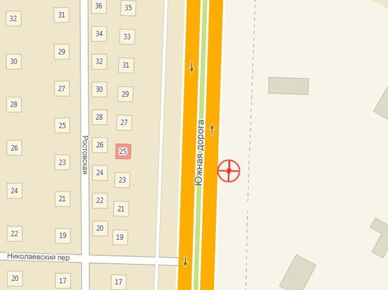 Схема рекламної площини за адресою Южная дорога №24 В