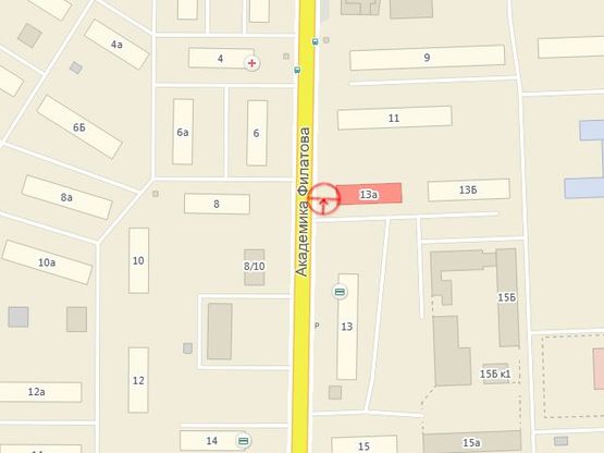 Схема рекламной плоскости по адресу Филатова Ак.№13а А