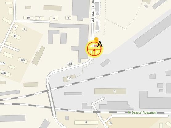 Схема рекламної площини за адресою Балковская ул. №211-б А Схема рекламної площини за адресою Балковская ул. №211-б А